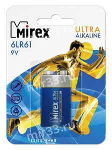 Батарейка Крона Mirex 6LR61-1BL Ultra Alkaline, 9В, (1/12/240), (арт.23702-6LR6-E1)