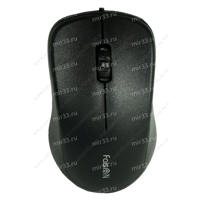 Мышь проводная FaisON, M107, Easy, 1600 DPI, оптическая, USB, 3 кнопки, цвет: чёрный