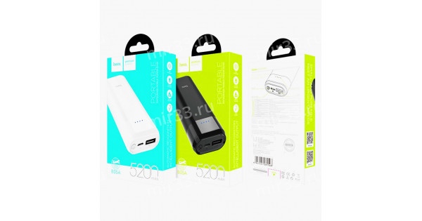 Аккумулятор внешний HOCO B35A, Entourage, 5200mAh, пластик, 1 USB выход, 1.0A, цвет: чёрный