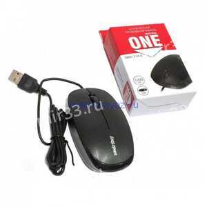 Мышь проводная SmartBuy, 214, ONE, 1200 DPI, оптическая, USB, 3 кнопки, цвет: чёрный, (арт.SBM-214-K