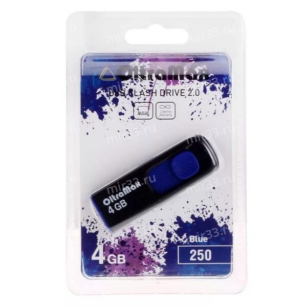 Флеш-накопитель 4Gb OltraMax 250, USB 2.0, пластик, синий