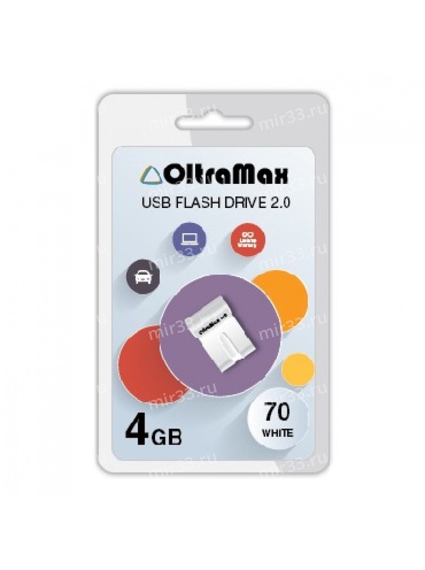Флеш-накопитель 4Gb OltraMax 70, USB 2.0, пластик, белый