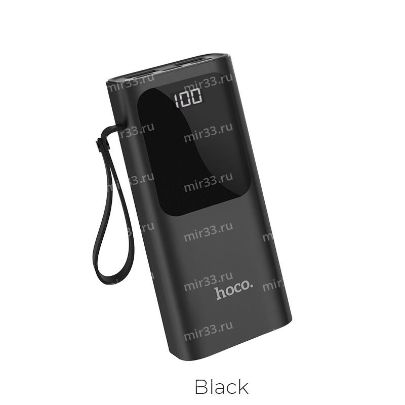 Аккумулятор внешний HOCO J41, Treasure, 10000mAh, пластик, 2 USB выхода, дисплей, Type-C, чёрный