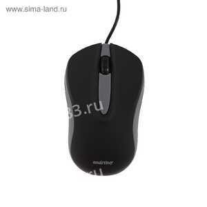 Мышь проводная SmartBuy, 329, ONE, 1200 DPI, оптическая, USB, 3 кнопки, цвет: чёрный, с серой вставк