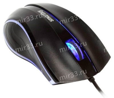 Мышь проводная SmartBuy, 338, 1200 DPI, оптическая, USB, 3 кнопки, цвет: чёрный