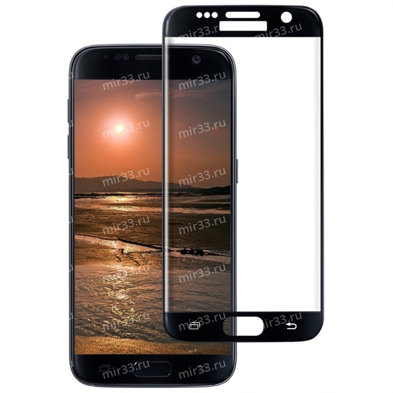 Защитная стекло 5D для Samsung S7 Edge  полный экран цвет: черный