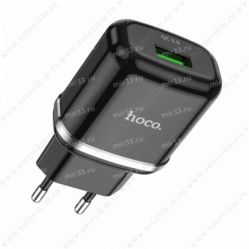 Блок питания сетевой 1 USB HOCO, N3, Special single, 3000mA, Micro, QC3.0, 1 м, черный