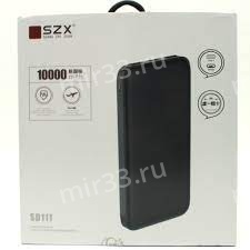 Аккумулятор внешний SZX SD111 10000 mAh, 2 USB, чёрный