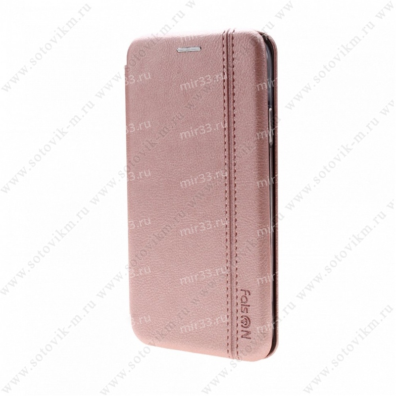 Чехол-книжка FaisON для APPLE iPhone XI, PREMIUM Line, экокожа, с силиконовым крепл, розовое золото
