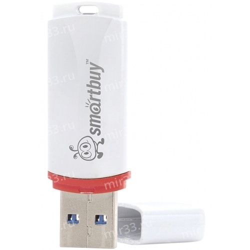 Флеш-накопитель 4Gb SmartBuy Crown, USB 2.0, пластик, белый