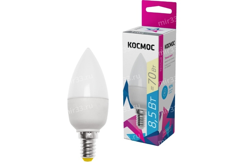 Лампа светодиодная КОСМОС BASIC LED8.5wCNE1430 8.5Вт E14 3000K BL1