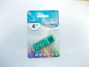 Флеш-накопитель 4Gb SmartBuy Glossy series, USB 2.0, пластик, зелёный