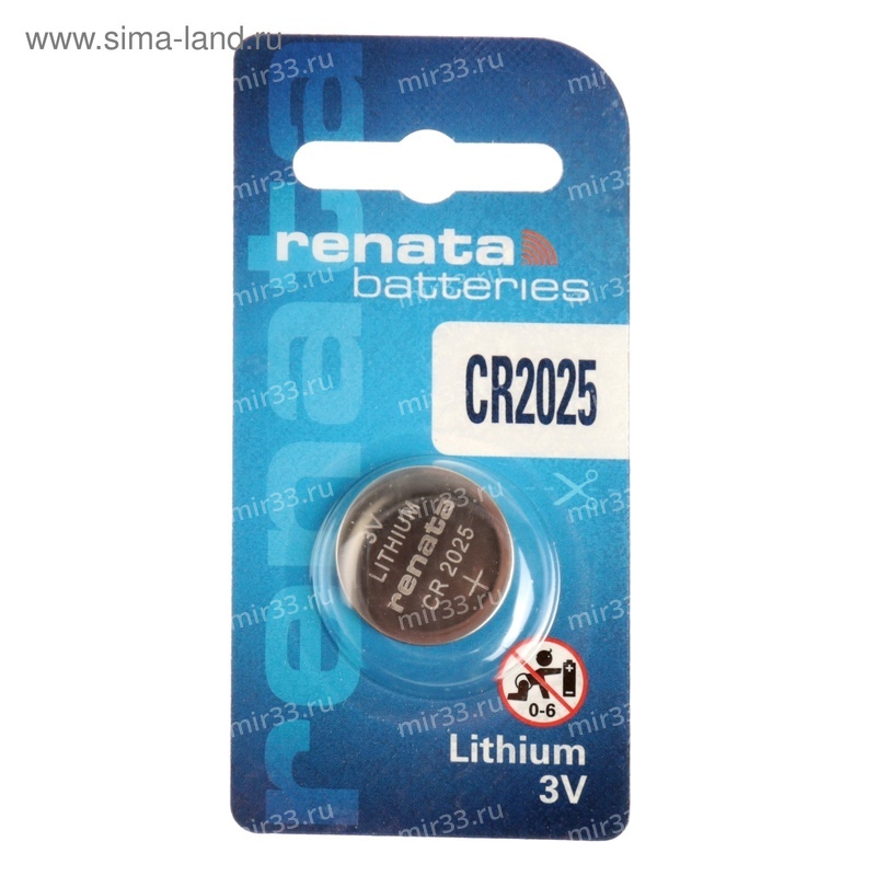 Батарейка Renata CR2025-1BL Lithium, 3В, (1/10/300)