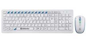 Набор клавиатура+мышь беспроводной Defender, Skyline, 895, 1600 DPI, оптическая, белый