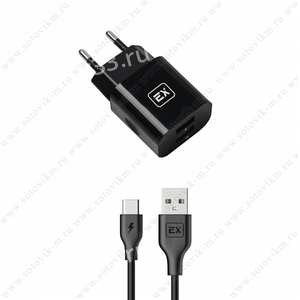 Блок питания сетевой 2 USB Exployd, EX-Z-606, Classic, 1000mA, 2400mA, пластик, кабель Type-C, черн