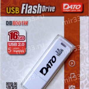 Флеш-накопитель 16Gb Dato DB8001, USB 2.0, пластик, белый