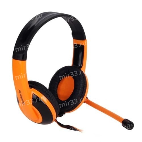 Наушники полноразмерные Defender G-120, Warhead, микрофон, кабель 2.0м, цвет: оранжевые
