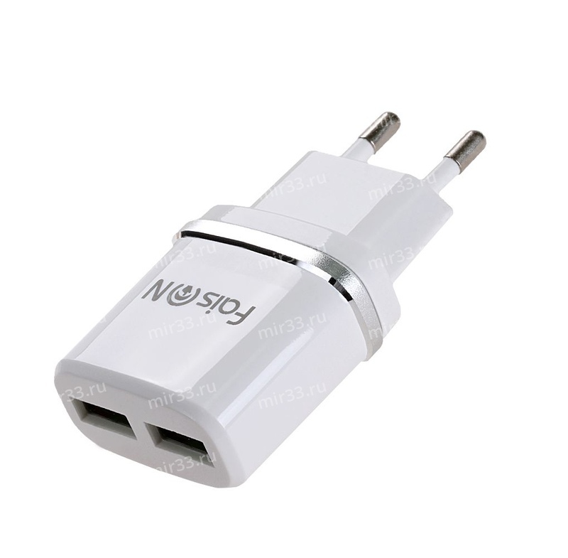 Блок питания сетевой 2 USB FaisON HC12, 2400mA, цвет: белый