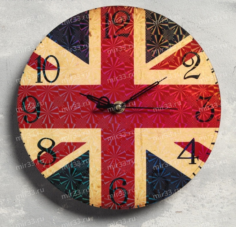Часы настенные Британский флаг , d=23.5, плавный ход 5470269