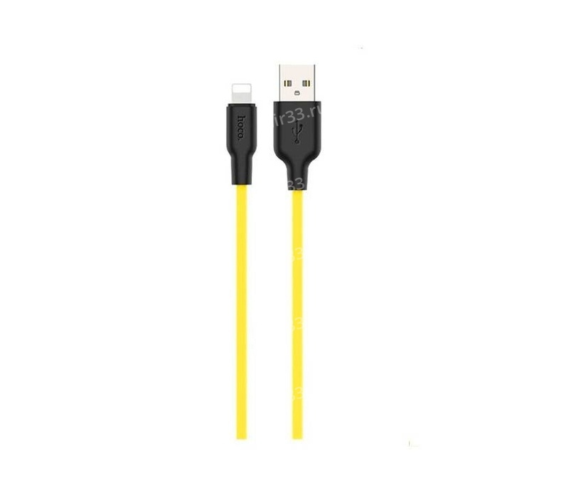 Кабель USB - Type-C HOCO X21 Plus, 1.0м, круглый, 3.0A, силикон, светящийся, цвет: жёлтый