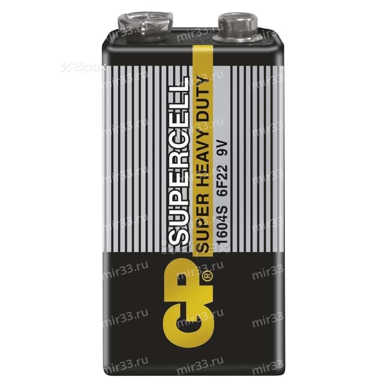 Батарейка Крона GP 6F22-1P, Heavy Duty, цвет: серый, (1/10/500)