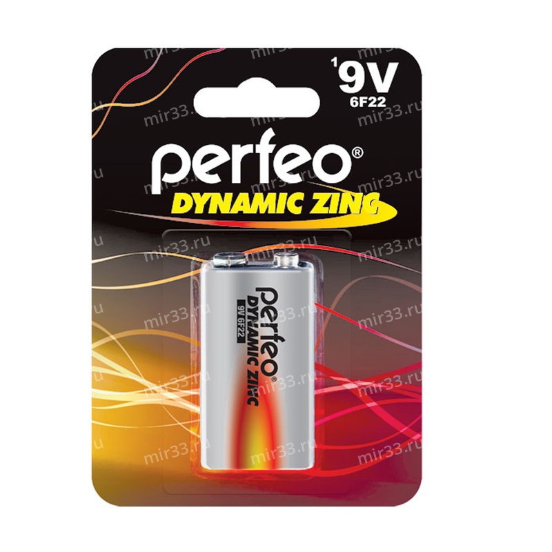 Батарейка Крона Perfeo 6F22-1BL, Dynamic Zinc, (1/20/120)