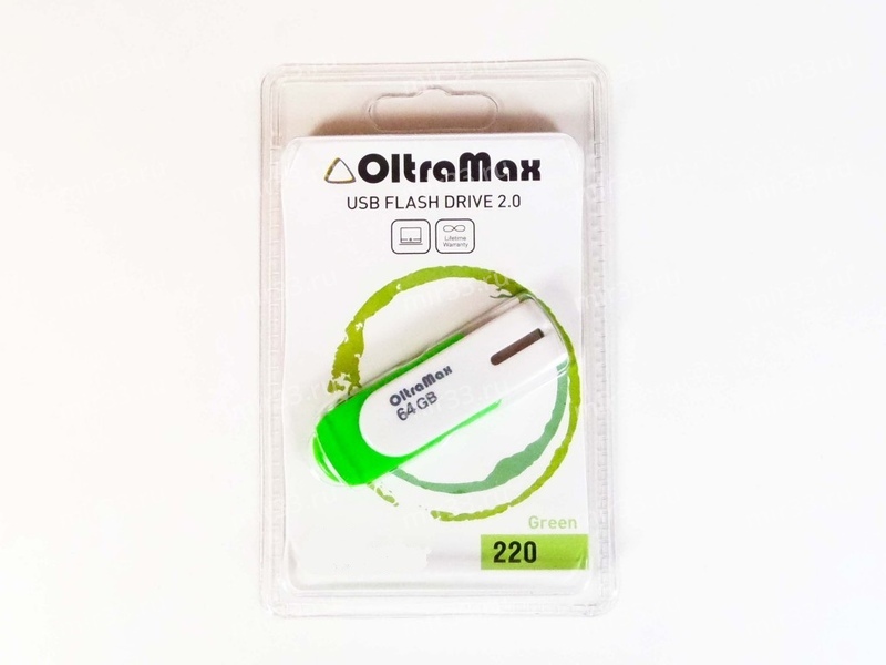 Флеш-накопитель 64Gb OltraMax 220, USB 2.0, пластик, салатовый