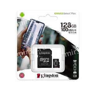 Карта памяти microSDXC 128Gb Kingston, Canvas Select Plus, Class10, UHS-I U1 A1 100Mb/s, с адаптером
