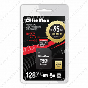 Карта памяти microSDXC 128Gb OltraMax, Class10, UHS-1 Premium (U3) SD 95 MB/s, с адаптером