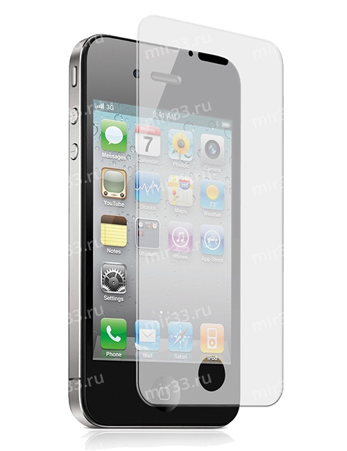 Стекло защитное Noname для APPLE iPhone 4/4S, 0.33 мм, глянцевое, в техпаке