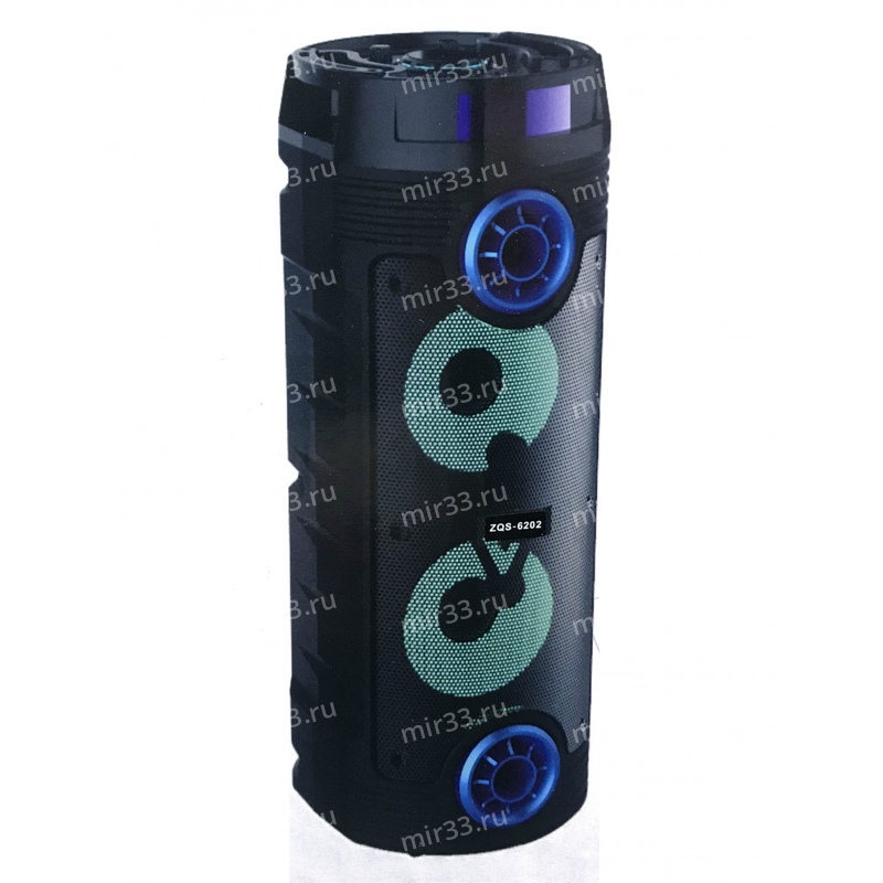 Портативная колонка BT SPEAKER ZQS-6208, Bluetooth, FM, MP3 с подсветкой цвет: синий