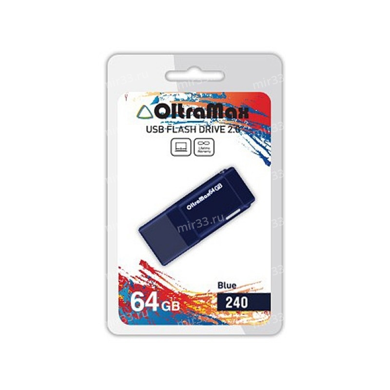 Флеш-накопитель 64Gb OltraMax 240, USB 2.0, пластик, синий