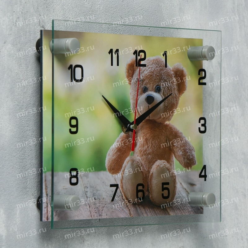 Часы настенные, серия: Животный мир, Мишка , 20х26 см микс 3979108