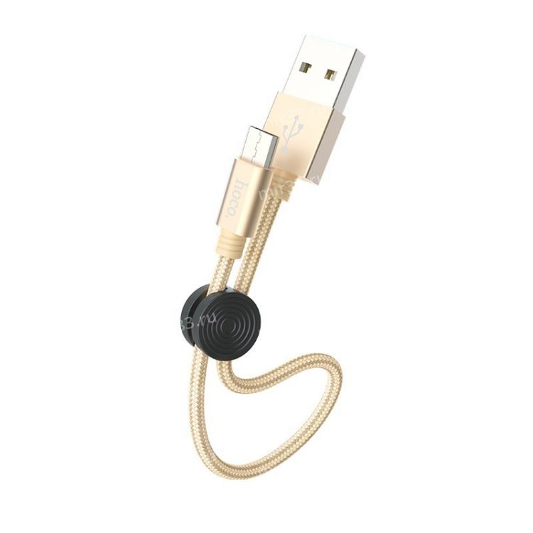 Кабель USB - Type-C HOCO X35 Premium, 0.25м, круглый, 3.0A, ткань, цвет: золотой