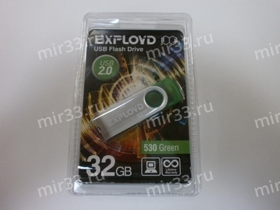 Флеш-накопитель 32Gb Exployd 530, USB 2.0, пластик, зелёный