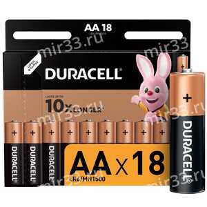 Батарейка AA Duracell LR06-18BL, (18/180/23940)