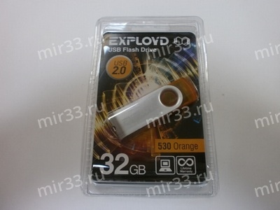 Флеш-накопитель 32Gb Exployd 530, USB 2.0, пластик, оранжевый