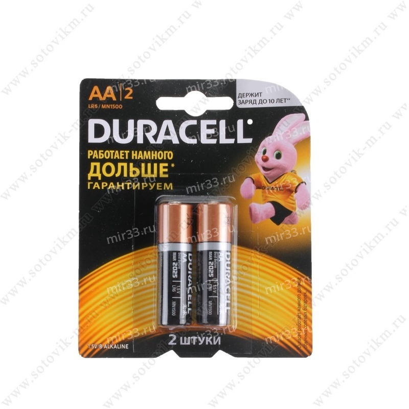 Батарейка AA Duracell LR06-2BL BASIC CN, 1.5В, (2/24/96/10752)