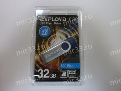 Флеш-накопитель 32Gb Exployd 530, USB 2.0, пластик, синий