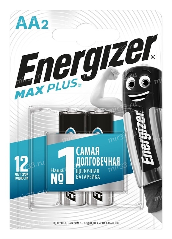 Батарейка AA Energizer LR06-2BL MAX PLUS, 1.5В, (2/24)