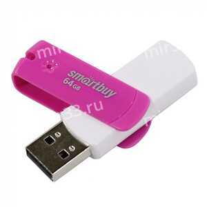 Флеш-накопитель 64Gb SmartBuy Diamond, USB 2.0, пластик, розовый