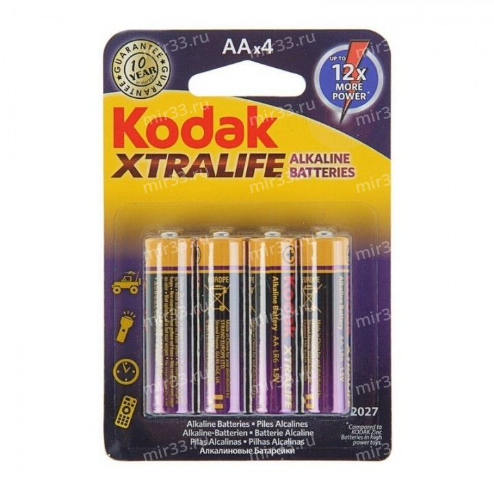 Батарейка AA Kodak LR06-4BL XTralife, 1.5В, (4/80/400)