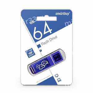 Флеш-накопитель 64Gb SmartBuy Glossy series, USB 3.0, пластик, темно-синий