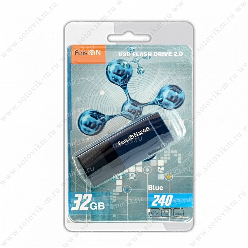 Флеш-накопитель 32Gb FaisON 240, USB 2.0, пластик, синий