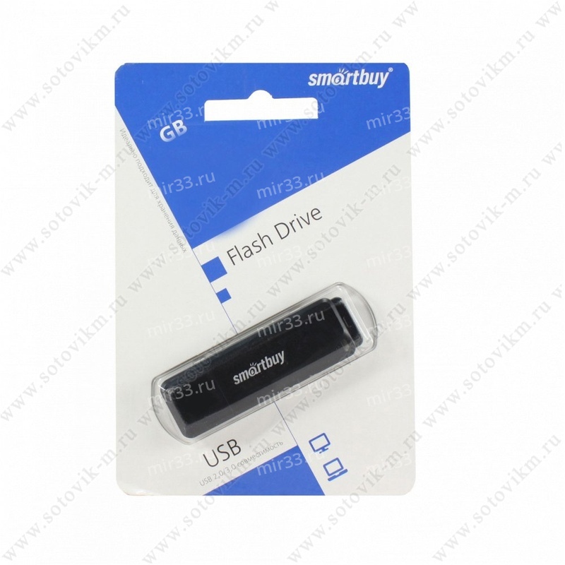 Флеш-накопитель 64Gb SmartBuy LM05, USB 2.0, пластик, чёрный