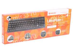 Клавиатура беспроводная Defender, UltraMate, SM-535, мультимедийная, USB, цвет: чёрный, (арт.45535)
