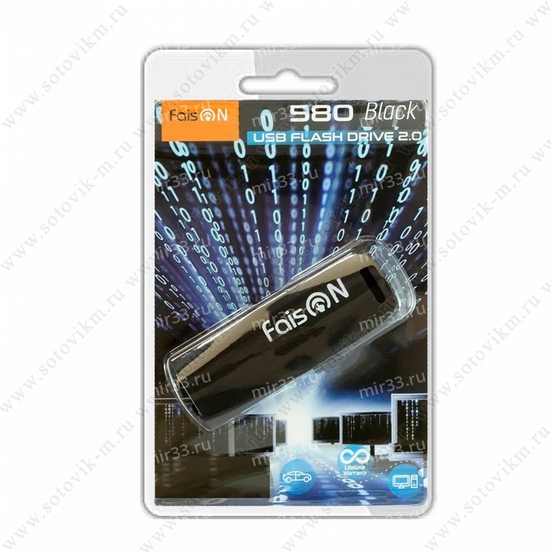 Флеш-накопитель 32Gb FaisON 580, USB 2.0, пластик, чёрный