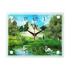 Часы настенные, серия: Природа, Лебеди на воде, природа , 20х26 см, микс 1186162