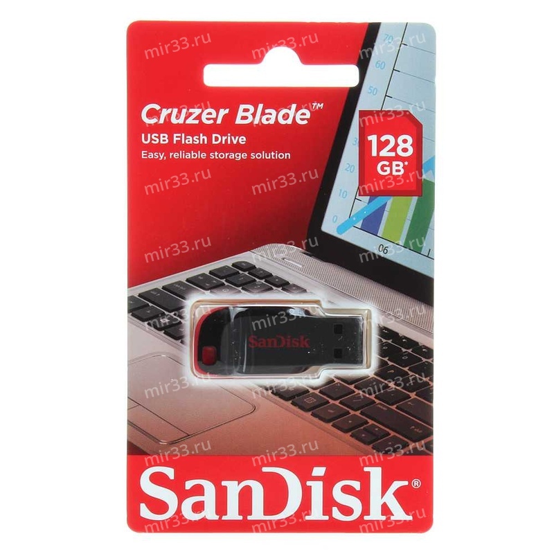 Флеш накопитель 128Gb SanDisk USB 2.0 Z50 Cruzer Blade цвет: Black