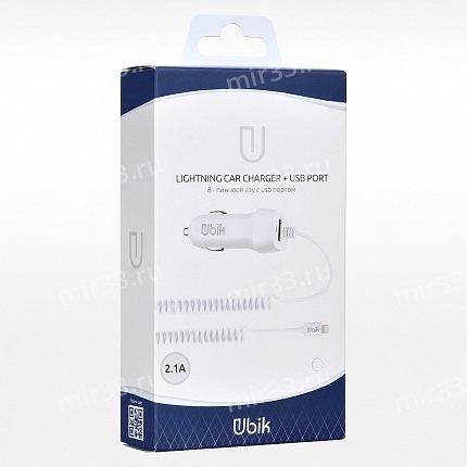 UCS12L Ubik АЗУ Встр. кабель Lighting порт USBx1 2.1A Белый